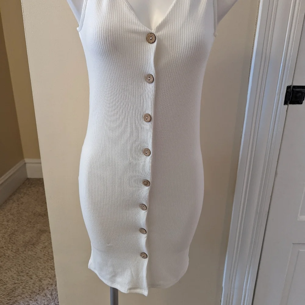 Modcloth Jessy B white ribbed button down dress size xs - Picture 5 of 7